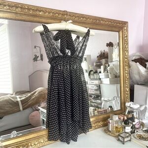 *SOLD* Y2k 2000s Vintage Punk Goth Victoria’s Secret Black Lace polka Dot Dress